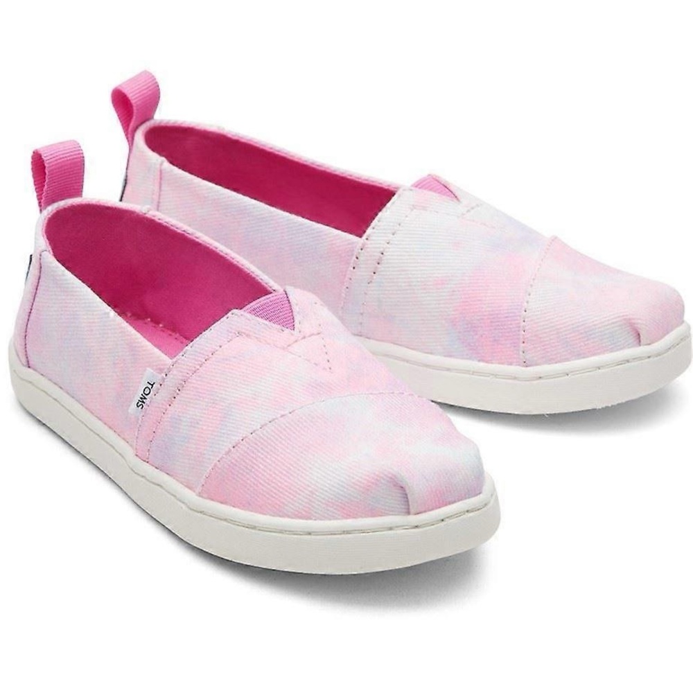NWT TOMS Youth Alpargata Slip-On Shoes Size 6Y Neon Pink Multi Tie Dye Twill